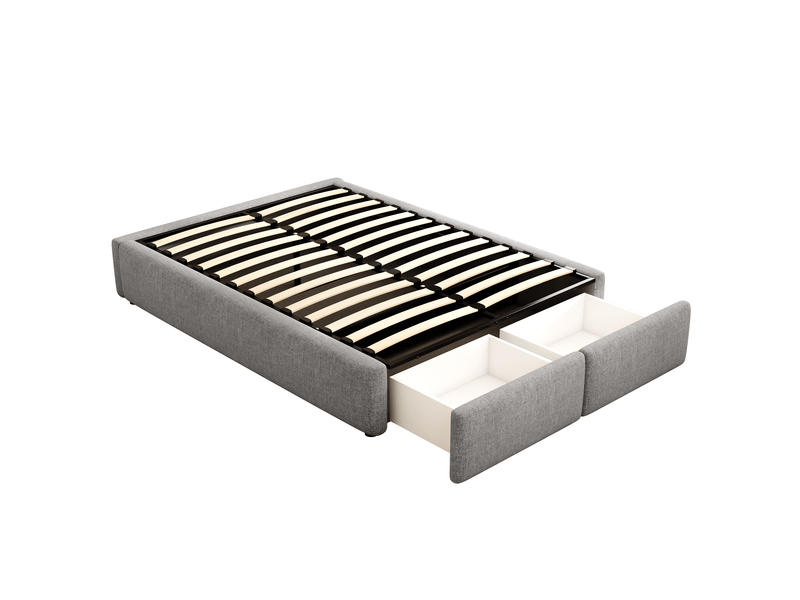  Lit coffre 140x200 cm - lit double - gris - 2 tiroirs - rangement hydraulique  - Conforama E