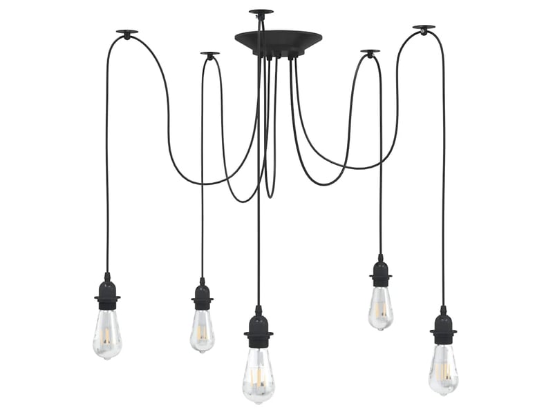  Lampe suspendue, suspension luminaire avec 5 porte-lampes e27 noir métal  - Conforama B