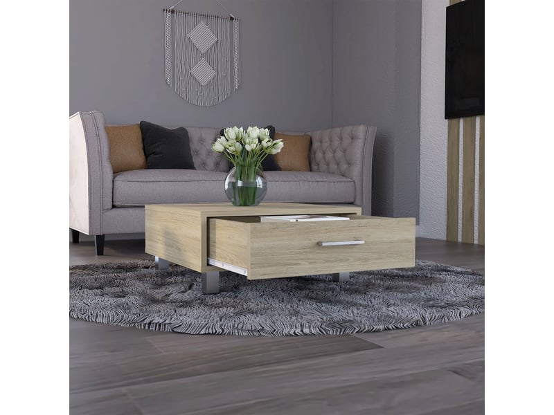  Table basse beijing de 60 cm avec 1 tiroir, chêne clair  - Conforama D