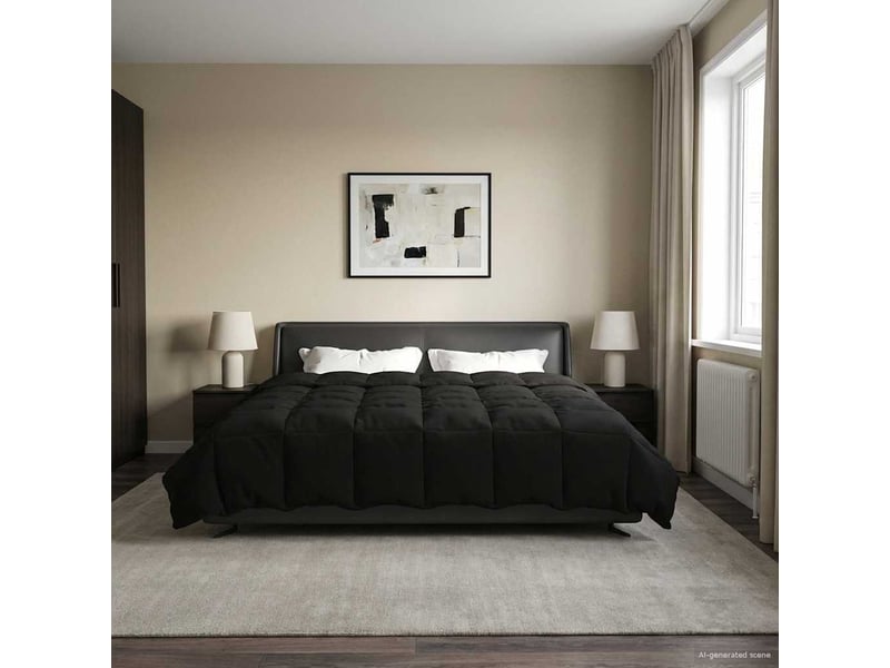 Couette - duvet d'été 200 x 200 cm été microfibre (100% polyester) noir - Conforama B