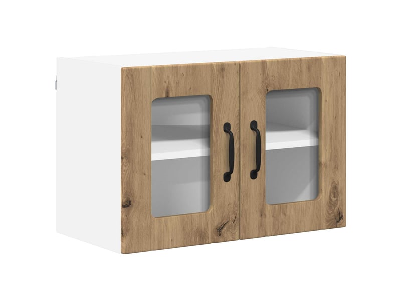  Meuble mural de cuisine, cabinet en verre mural 2 pcs chêne artisanal shl2731  - Conforama E