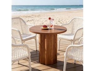 Table ronde de réunion 80 x 80 x 75,5 cm – marron – plateau mdf effet bois pour salle à manger et bureau