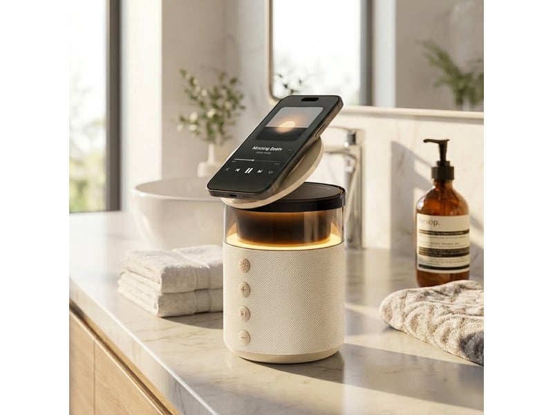  Enceinte bluetooth et station de charge sans fil induction magsafe 15w force play beige FPYMS5IN1SPEAKERS - Conforama D
