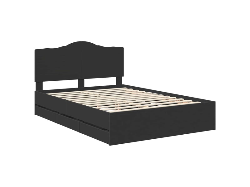 Lit double- lit adulte - cadre de lit avec tiroir noir 160 x 200 cm bois ingénierie - Conforama C