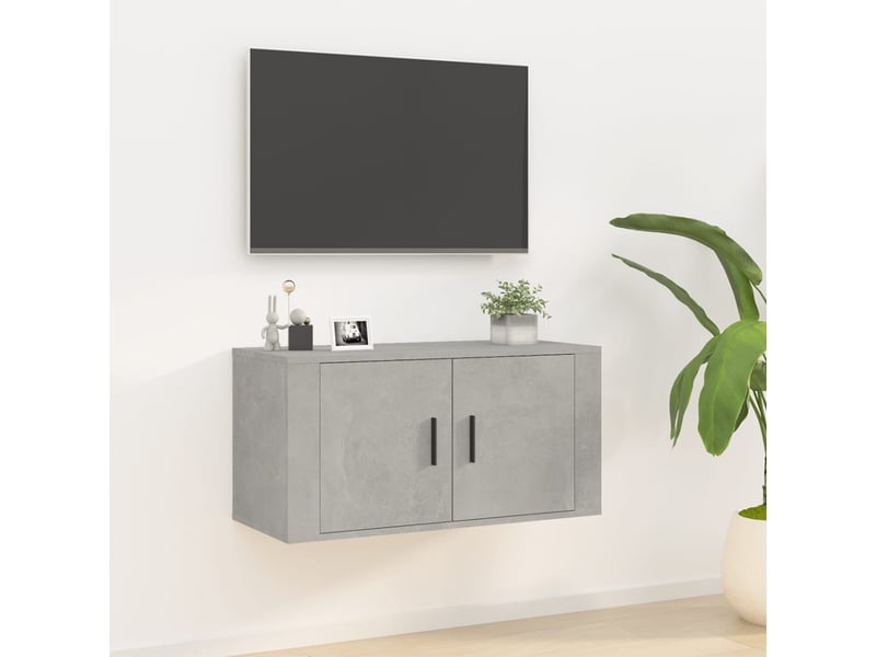  Meuble tv - banc tv - meuble de rangement mural gris béton 80x34,5x40 cm  - Conforama B
