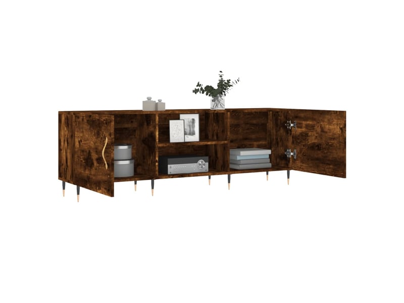  Meuble tv moderne, banc tv chêne fumé 150x30x50 cm bois d'ingénierie  - Conforama D