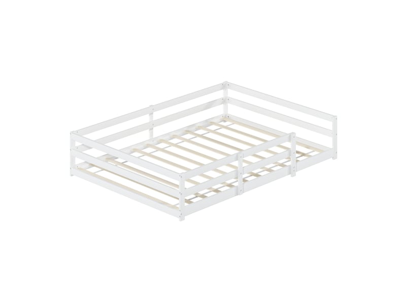  Lit montessori enfant 140x200 cm blanc en bois de pin avec sommier  - Conforama A