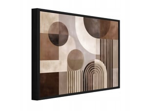 Tableau avec cadre impression sur toile abstraction géométrique brun - 100x70 cm - tableau avec cadre chambre et salon