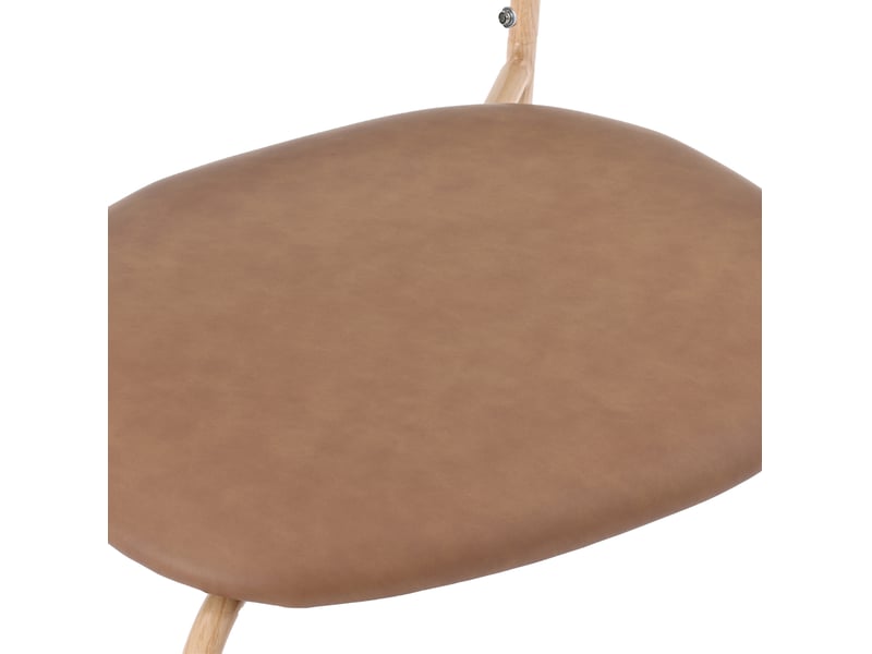  Lot de 6 chaises de salle à manger 46x48x80 cm, assise pu confortable, dossier ovale rotin, pieds métal, marron  - Conforama D