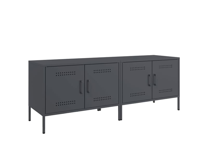  Lot de 2 meuble tv bas salon anthracite 68x39x50,5 cm acier shl58606  - Conforama A