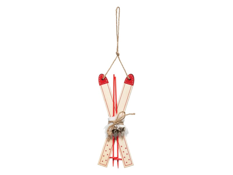  Sujet de noël en bois ski rouge nature 2  - Conforama A