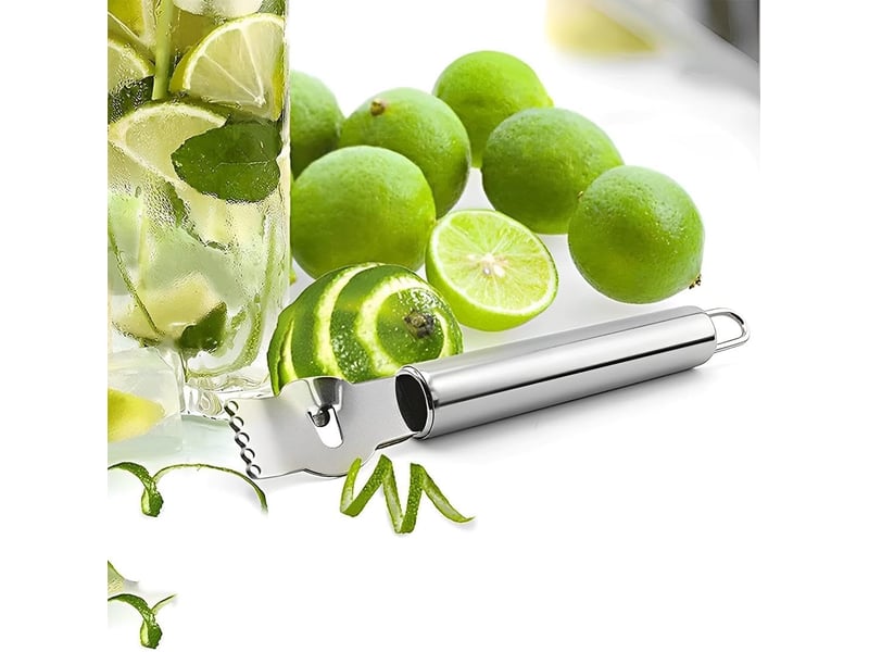  1 pièces epluche-citron en acier inoxydable 304 epluche-citron professionnel avec couteau à cannelle pour les cocktails, les citrons  - Conforama B