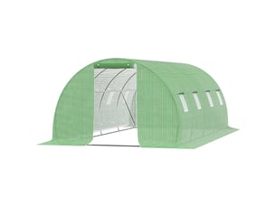 Serre tunnel jardin 18 m², 6lx3lx2h m, 8 fenêtres, porte zippée enroulable, acier galvanisé, pe haute densité, vert.