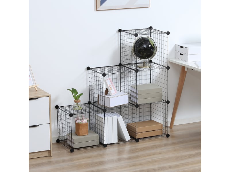  Étagère cubique en métal, meuble de rangement modulable pour vêtements, livres, jouets, flexible, 109 cm (l) x 37 cm (l) x 109 cm (h), noir  - Conforama C