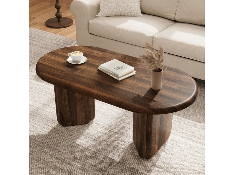  Table basse ovale 99x50x40 cm en mdf finition noyer  - Conforama E
