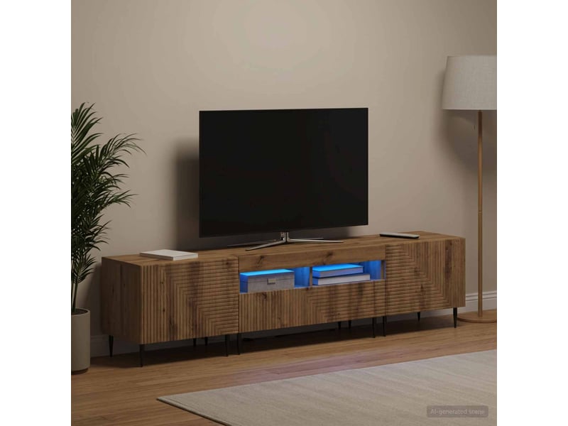  Ensemble de 3 meubles tv led chêne artisanal bois d'ingénierie shl81770  - Conforama C