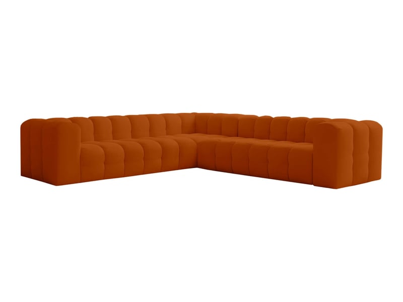  Canapé d'angle réversible miloe 6 places avec accoudoirs en velours - terracotta MILOE - Conforama A