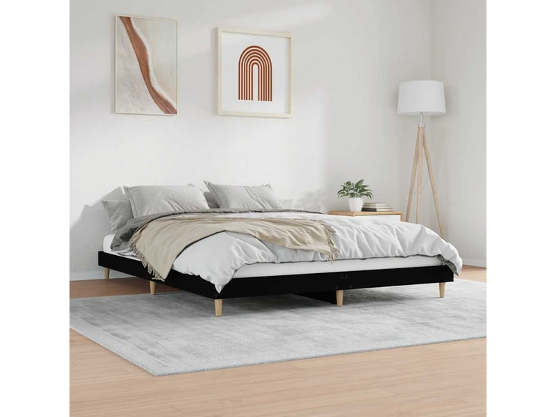  Lit double- lit adulte -  cadre de lit sans matelas noir 120x200 cm  - Conforama C