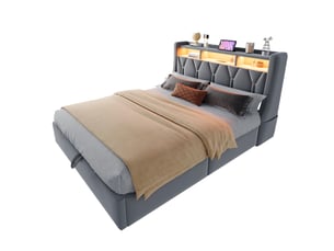 Lit coffre 140x200 cm coloris gris