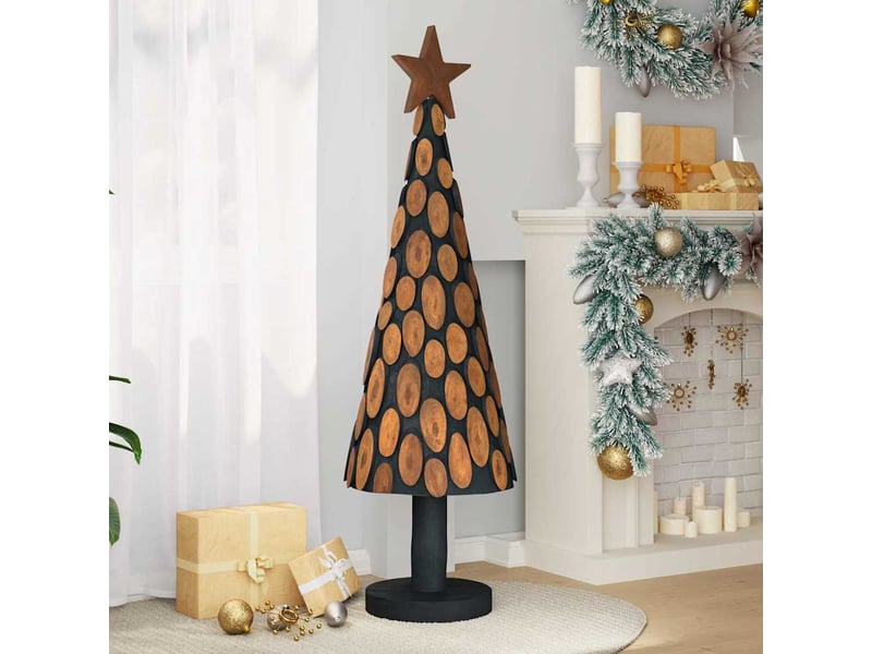  Sapin de noël - arbre de noël avec support marron 149 cm bois de teck solide  - Conforama C