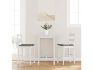Lot de 2 tabouret de bar, chaise de bar avec coussins blanc bois massif d'hévéa