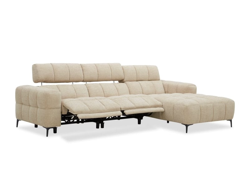  Canapé d'angle relax électrique en velours texturé taupe edelmira - angle droit KM7965-3M-TAU - Conforama C
