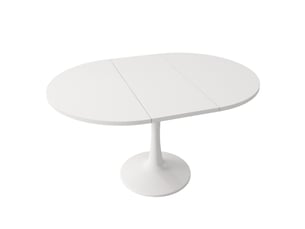 Table à manger extensible ovale 100-140 x 100 x 75 cm, blanc, style moderne et épuré