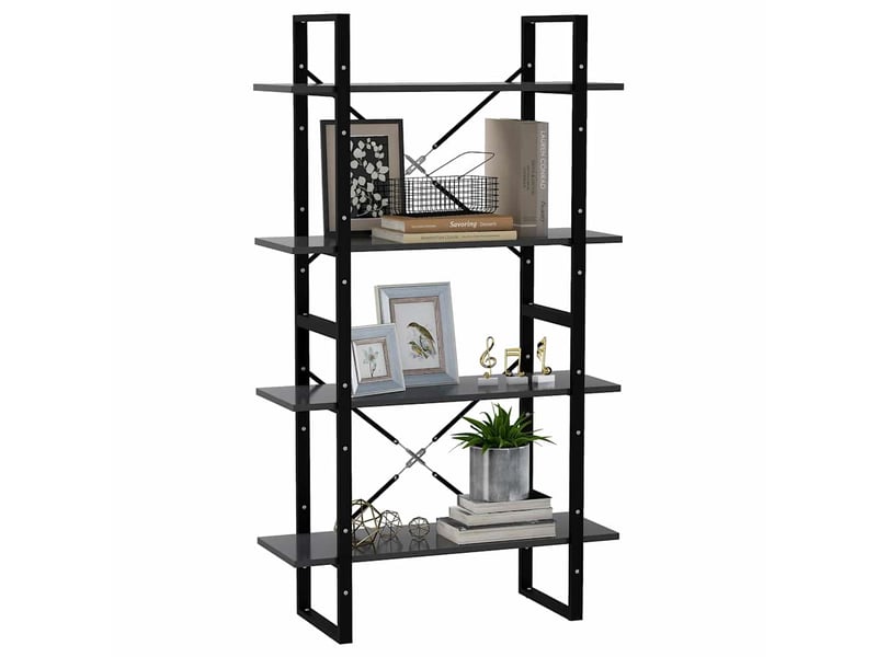  Bibliothèque à 4 niveaux, armoire à livres gris 80x30x140 cm bois d'ingénierie  - Conforama D