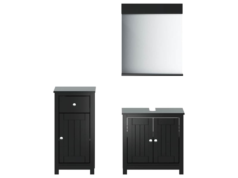 Ensembles de salle de bain, meubles de salle de bain 3 pcs berg noir bois de pin massif cf64776 - Conforama A