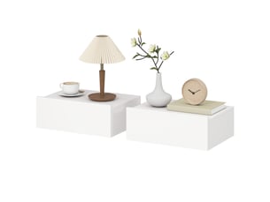 Lot de 2 tables de chevet murales avec tiroir blanc 40 x 30 x 15 cm