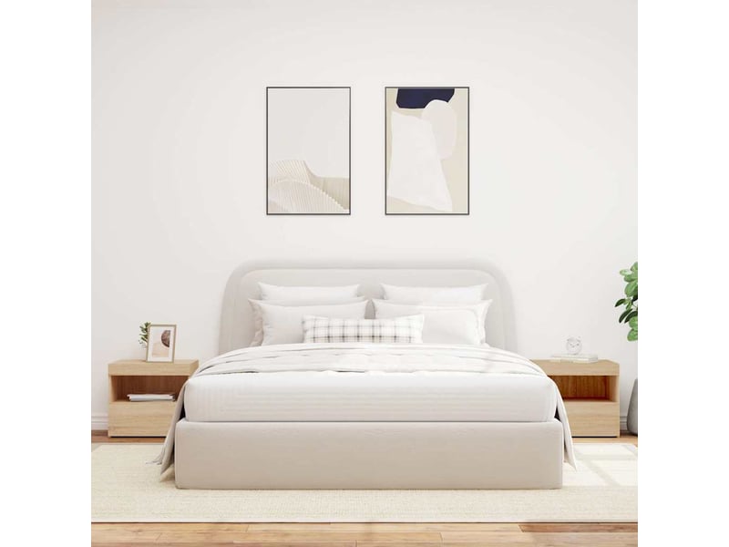  Vidaxl tables de chevet chêne sonoma led bois table de nuit 50x40x45cm chambre salon  - Conforama C