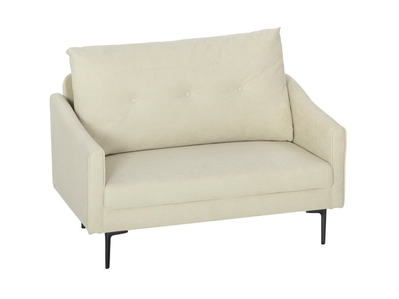  Canapé droit fixe 2 places en tissu beige 124 cm, mousse 16 cm et dossier capitonné, pour petits espaces  - Conforama A