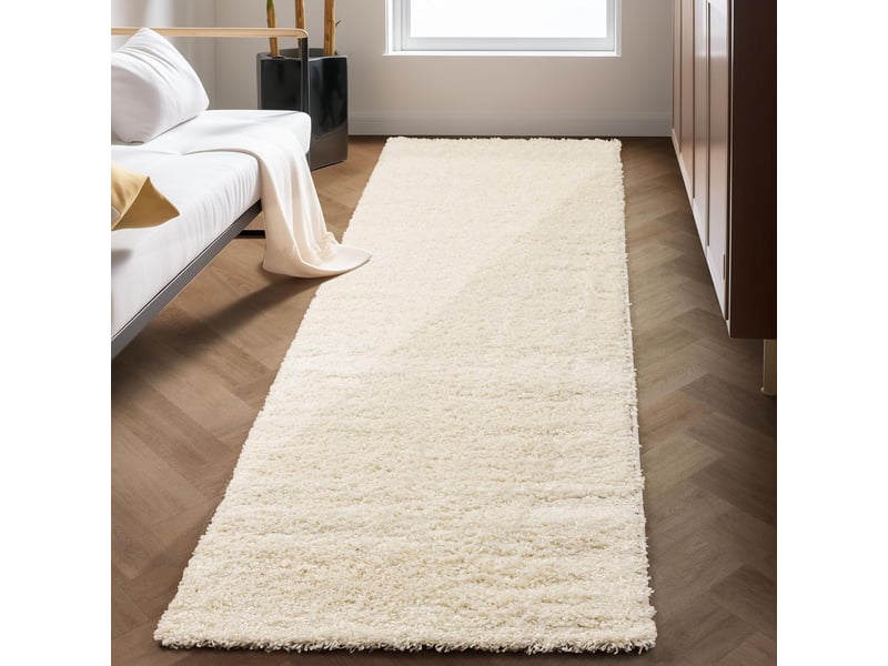 Shaggy - tapis uni à poils longs - blanc ivoire 140 x 200 cm LIFE1402001500CREAM - Conforama C