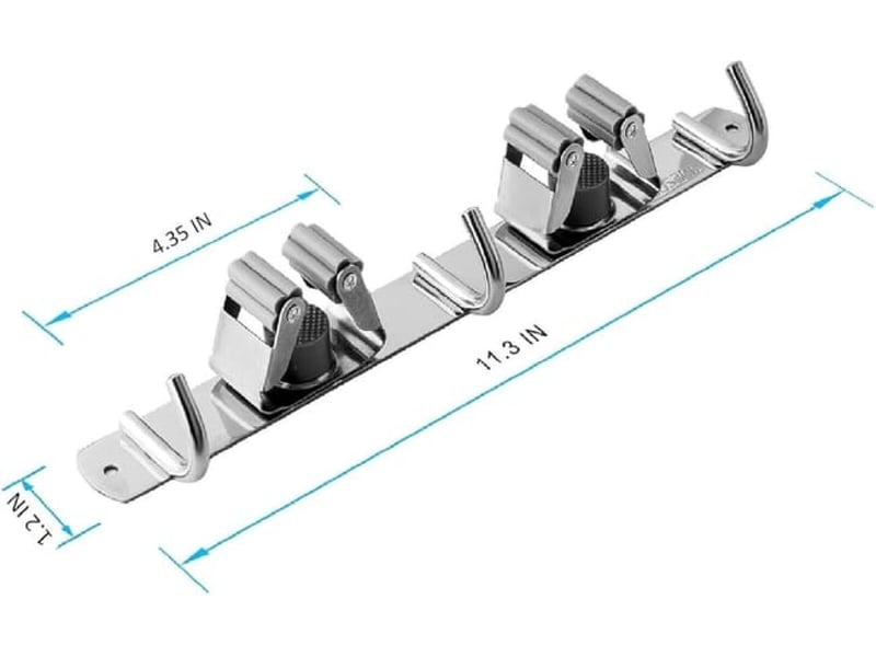 Supports muraux pour balais et serpillères, ensemble de 2 pièces, crochets robustes et pratiques, adaptés aux balais et serpillères, gris HRC0002002LY - Conforama C