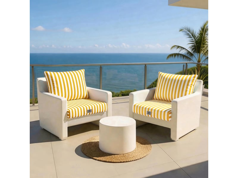  Ensemble coussins salon jardin 60x70 rayure jaune - premium 270g (assise + dossier) FR21 - Conforama A