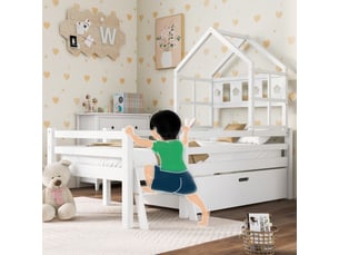 Lit mezzanine 90x200 cm <strong>MEULVA</strong>  <strong></strong> coloris blanc