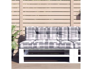 Lot de 2 coussins de palette, coussins de canapé motif à carreaux gris tissu cf59541