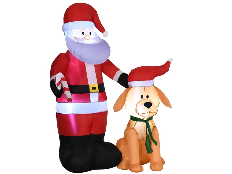  Décoration de noël gonflable père noël et chien led avec souffleur 117 x 80 x 157 cm  - Conforama B