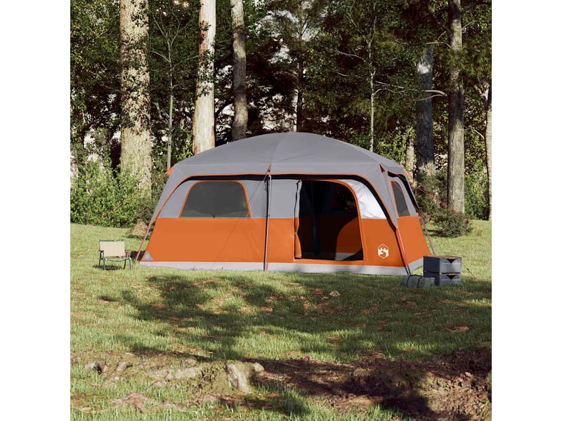 Tente de camping, tente de cabine familiale 8 personnes gris orange imperméable - Conforama C
