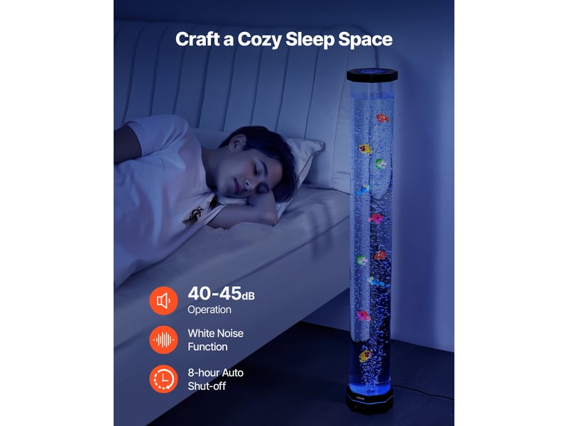  Vevor lampe à bulles 10 poissons flottants 1 m 16 effets de couleur télécommande  - Conforama E