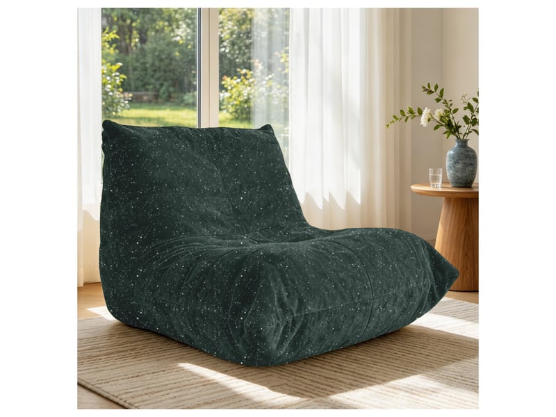  Fauteuil 1 place - 100x90x80cm - fauteuil pouf chenille lumineux avec mousse haute résilience - vert  - Conforama B