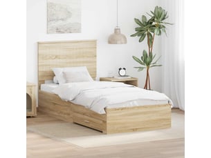 Lit adulte, lit simple, cadre de lit chêne sonoma 90x190cm bois d'ingénierie cf6286