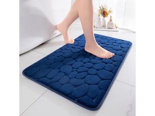 Tapis de bain, 40*60cm bleu foncé tapis salle de bain antidérapant absorbant tapis de salle de bain, mousse à mémoire de forme shower mat
