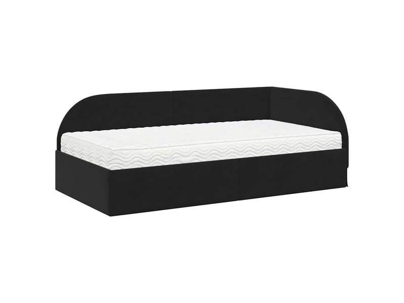  Lit adulte, lit simple, cadre de lit d'angle avec matelas 2 pc noir velours cf6475  - Conforama D