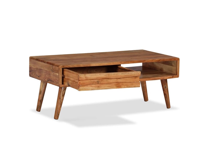  Table basse - table de salon - table à café bois massif avec tiroir sculpté 100x50x40 cm  - Conforama C