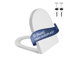 Abattant wc duroplast uf forme d court blanc, soft-close, quick-release, charnières inox réglables, antibactérien anti-uv, 150 kg