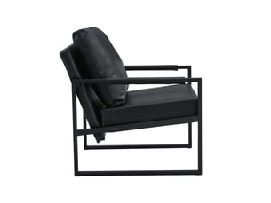 Fauteuil en similicuir pu noir avec structure en métal