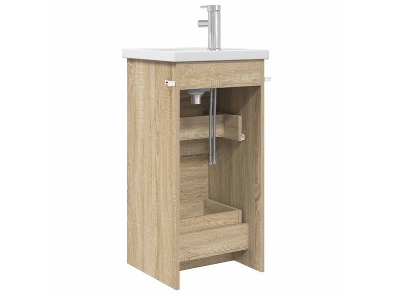  Meuble salle de bain avec évier, meuble de rangement chêne sonoma shl5917  - Conforama E