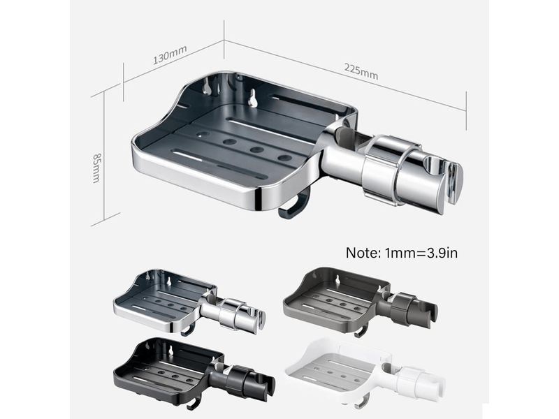  Rails réglables, support de pommeau de douche, porte-savon, boîte à savon, support de douchette, galvanoplastie  - Conforama C