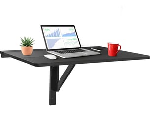 Table pliante murale, plateau rabattable, bureau peu encombrant, table à manger en bois, 80 x 60 x 45 cm (noir)
